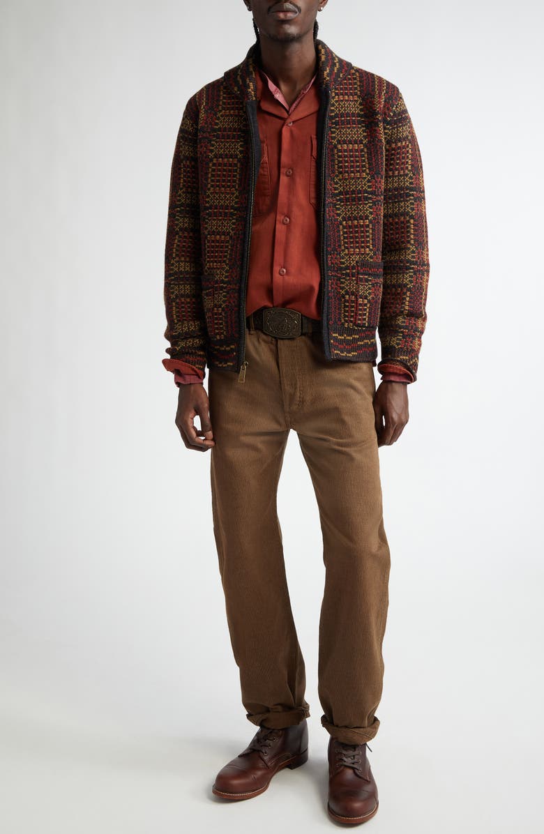 Double RL Plaid Shawl Collar Wool Jacquard Cardigan, Alternate, color, 