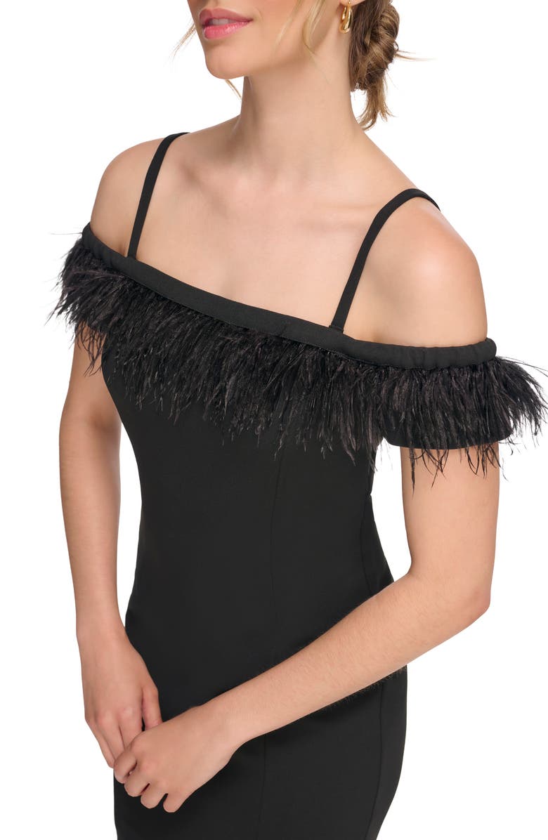 Kensie Feather Off-the-Shoulder Dress, Alternate, color, 