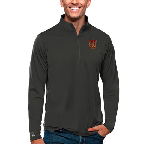 Men's Antigua Gray Tuskegee Golden Tigers Tribute Quarter-Zip Pullover Top