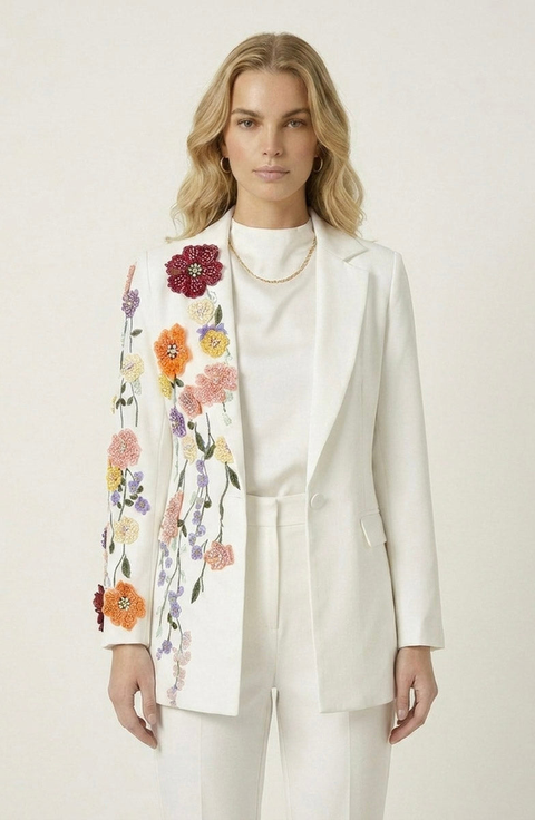 Floral Embroidered Blazer
