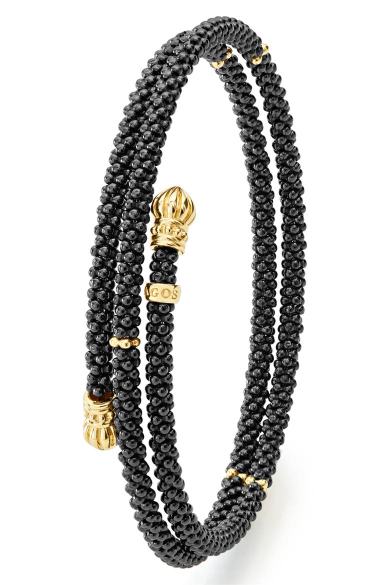 Gold & Black Caviar Coil Bracelet, Alternate, color, GOLD