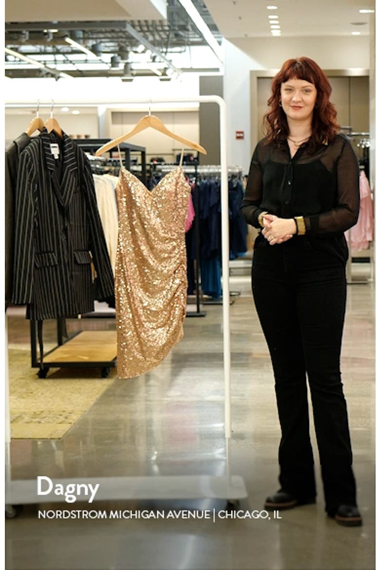 Short Asymmetrical Sequined Dress with V-neckline video