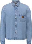 GUESS Oversize Crop Snap-Up Cotton Denim Overshirt