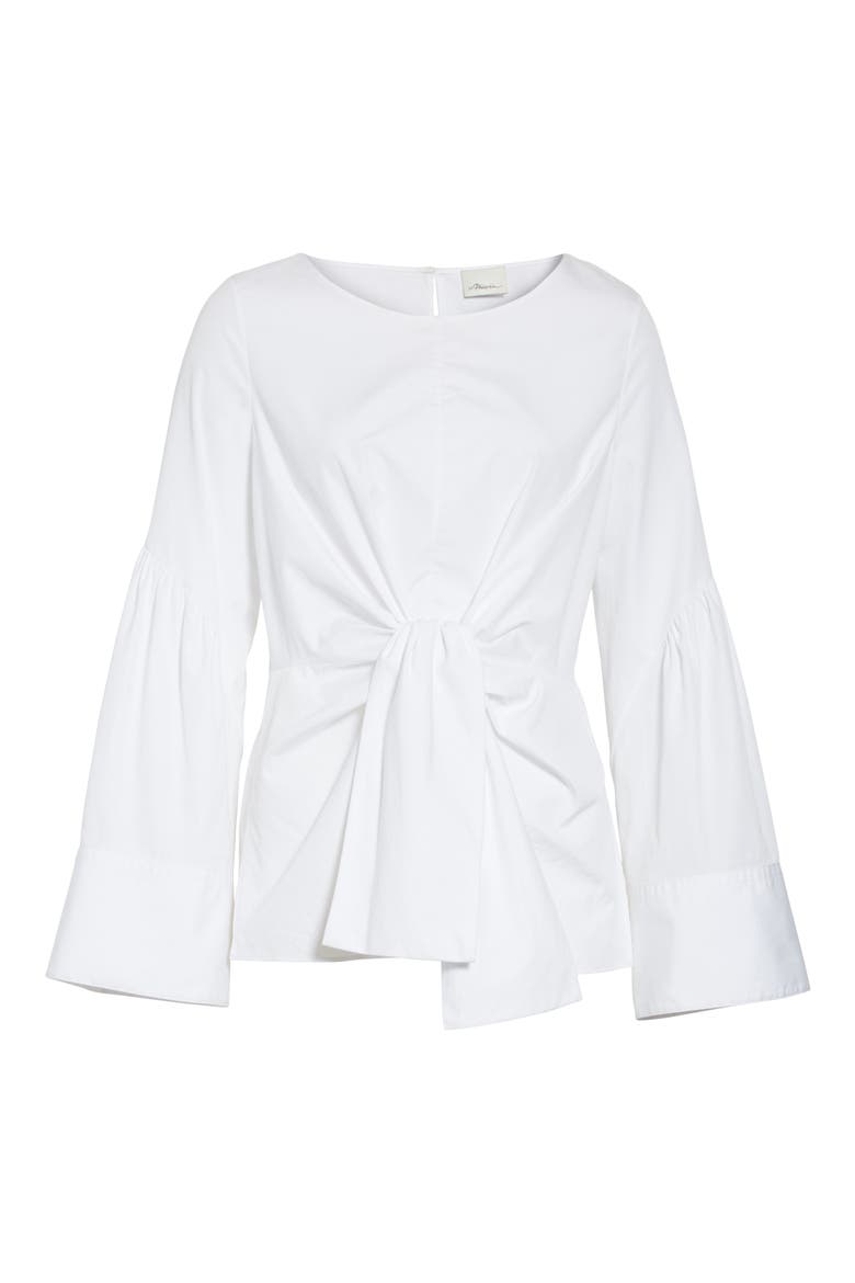 Tie Front Shirt, Alternate, color, WHITE