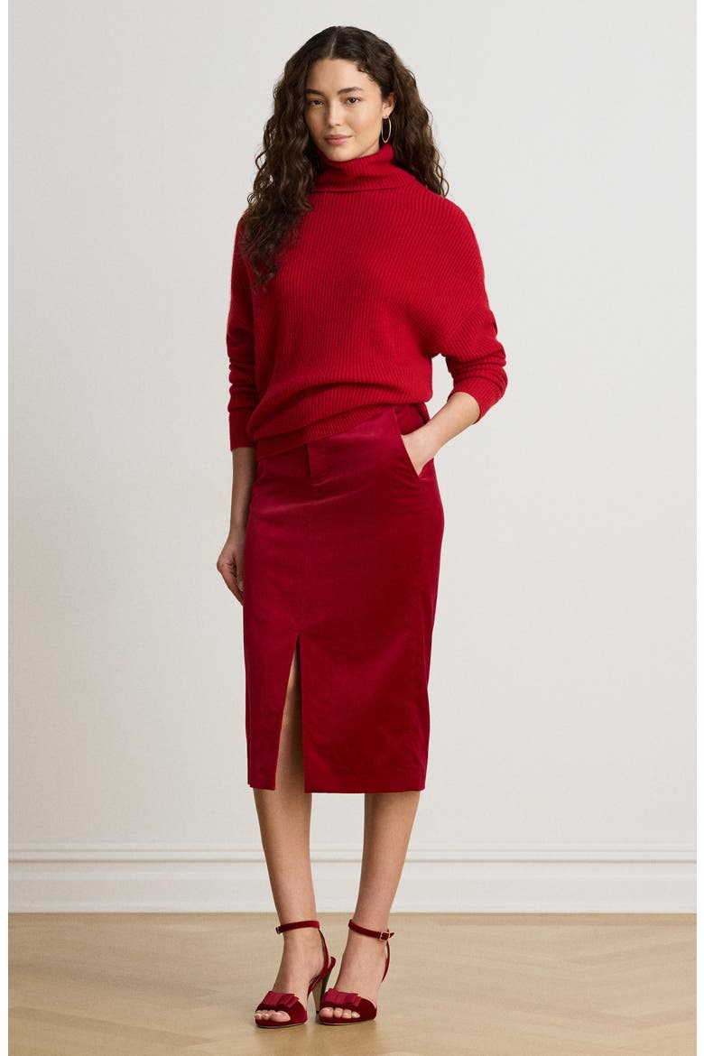 Ribbed Wool & Cashmere Turtleneck Sweater, Alternate, color, RALPH RED