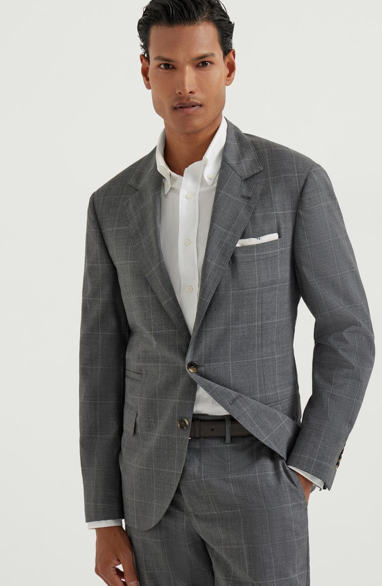 Brunello Cucinelli Virgin wool blazer, Alternate, color, Grey