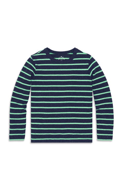 Kids Heathered Long Sleeve Stripe Tee