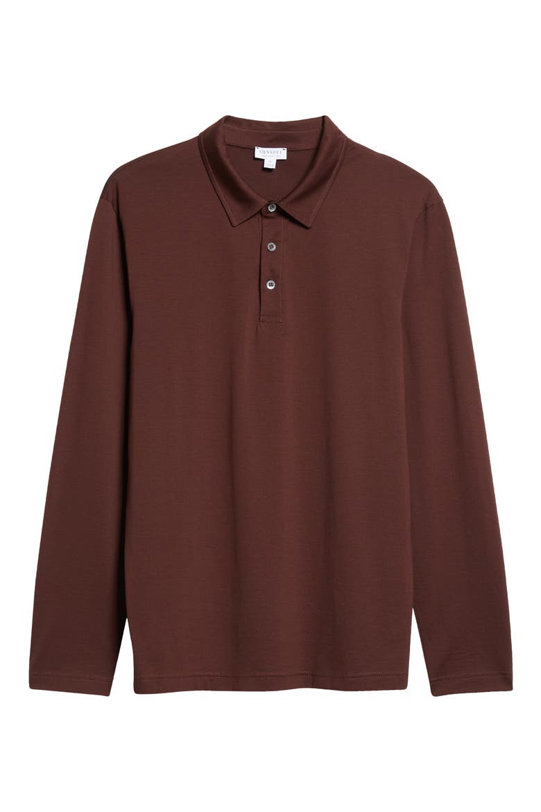 Long Sleeve Supima® Cotton Polo, Alternate, color, BAKELITE