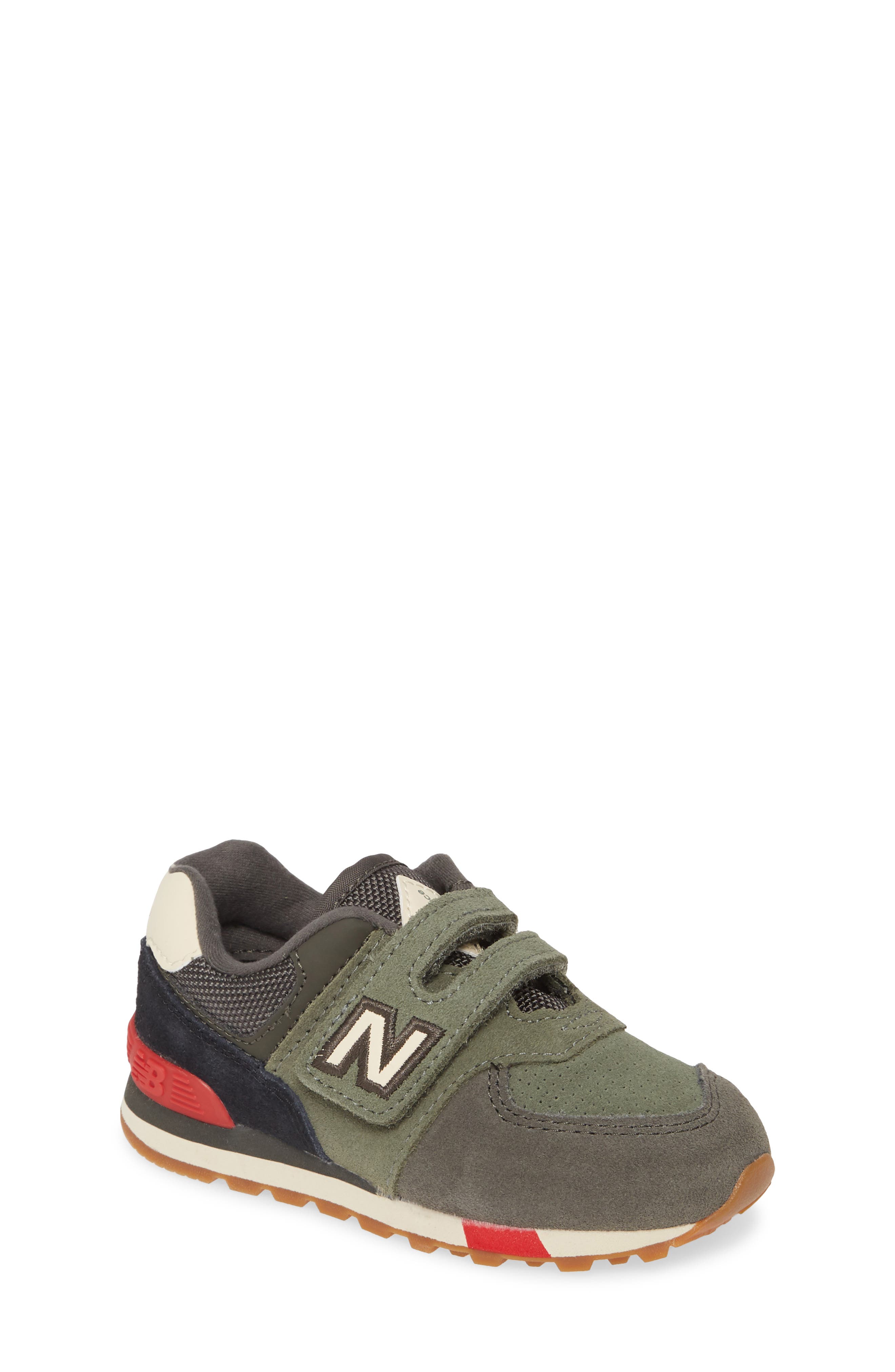 574 Classic Core Sneaker, Main, color, CAMO GREEN/ TEAM RED