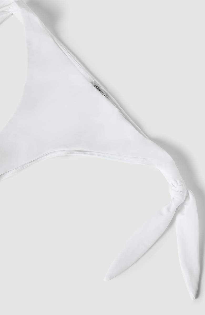 Brunello Cucinelli Techno jersey bikini bottoms with monili, Alternate, color, White