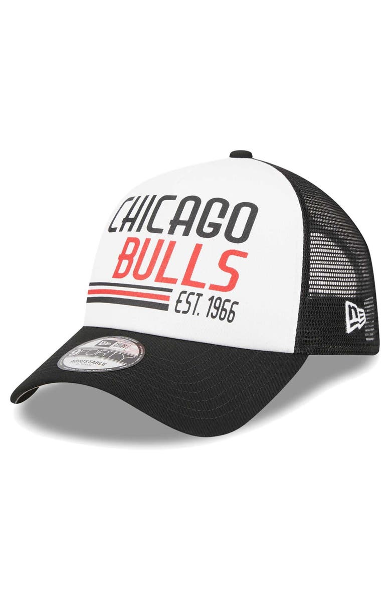 New Era Men's New Era White Chicago Bulls Lift Pass Foam Front Trucker 9FORTY Adjustable Hat, Main, color, White
