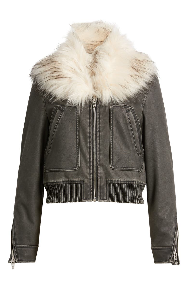 BLANKNYC Faux Fur Trim Bomber Jacket, Alternate, color,