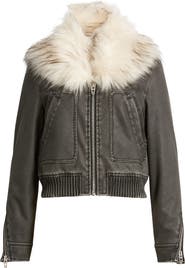 BLANKNYC Faux Fur Collar Faux Leather Bomber Jacket