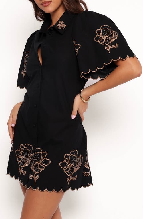 Petal And Pup Petal & Pup Jax Embroidered Floral Mini Shirtdress In Black