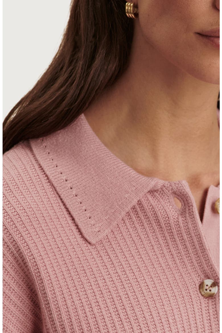 Marlie Half Placket Knit Polo Sweater, Alternate, color, ZEPHYR MAUVE
