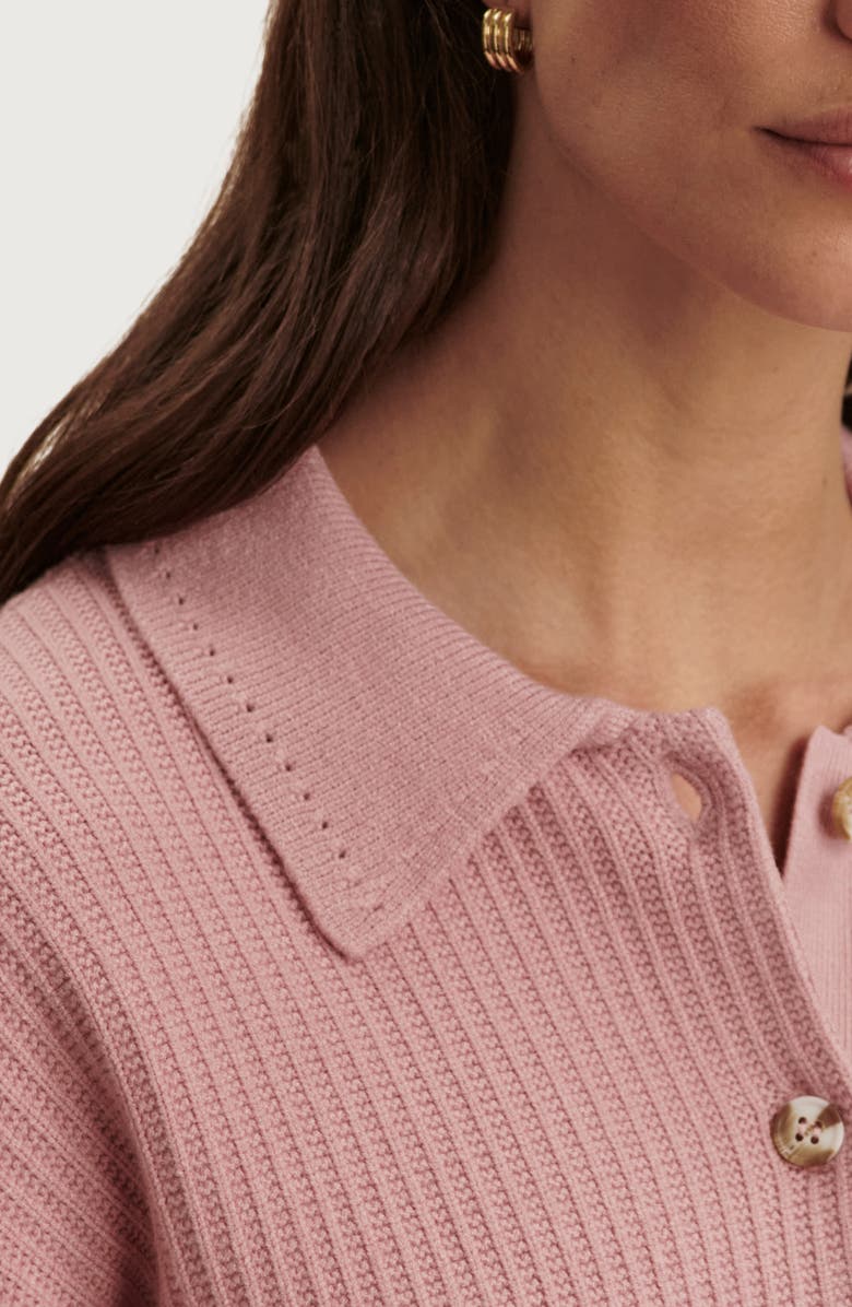 Varley Marlie Half Placket Knit Polo Sweater, Alternate, color, Zephyr Mauve