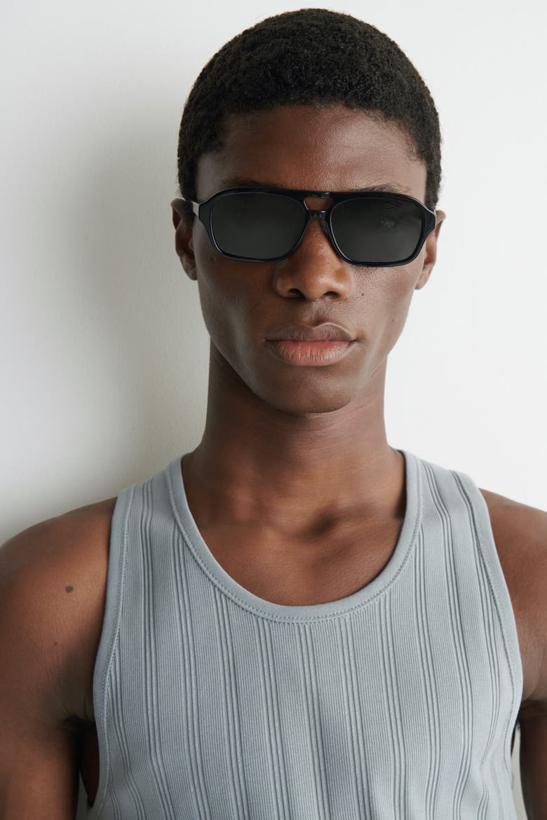 Slim-fit Wide-rib Cotton Tank Top, Alternate, color, GRAY
