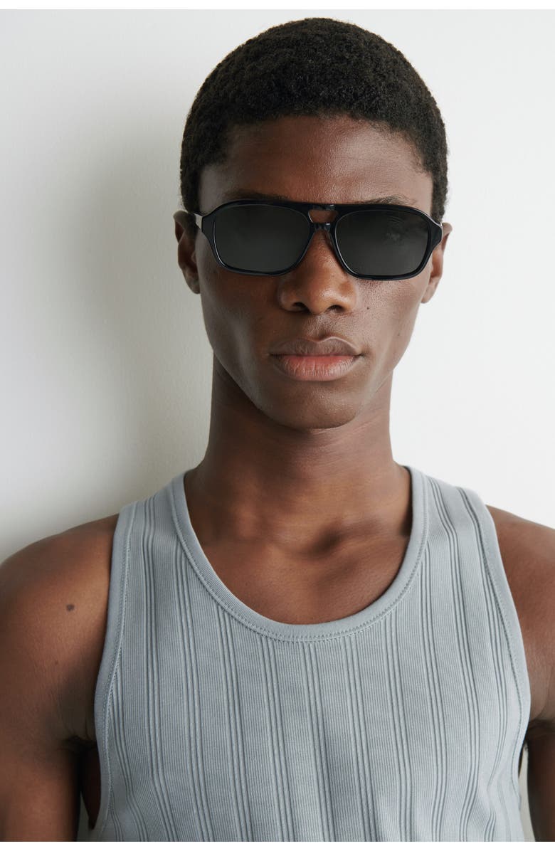 COS Slim-fit Wide-rib Cotton Tank Top, Alternate, color, Gray
