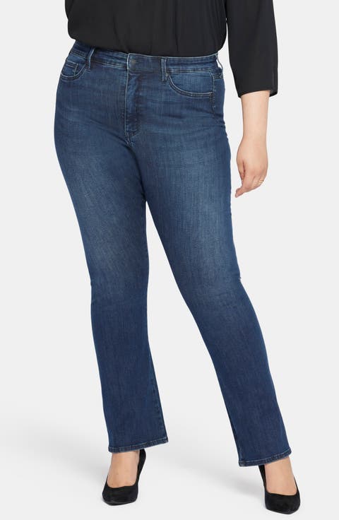 Seamless High Waist Slim Bootcut Jeans (Plus)