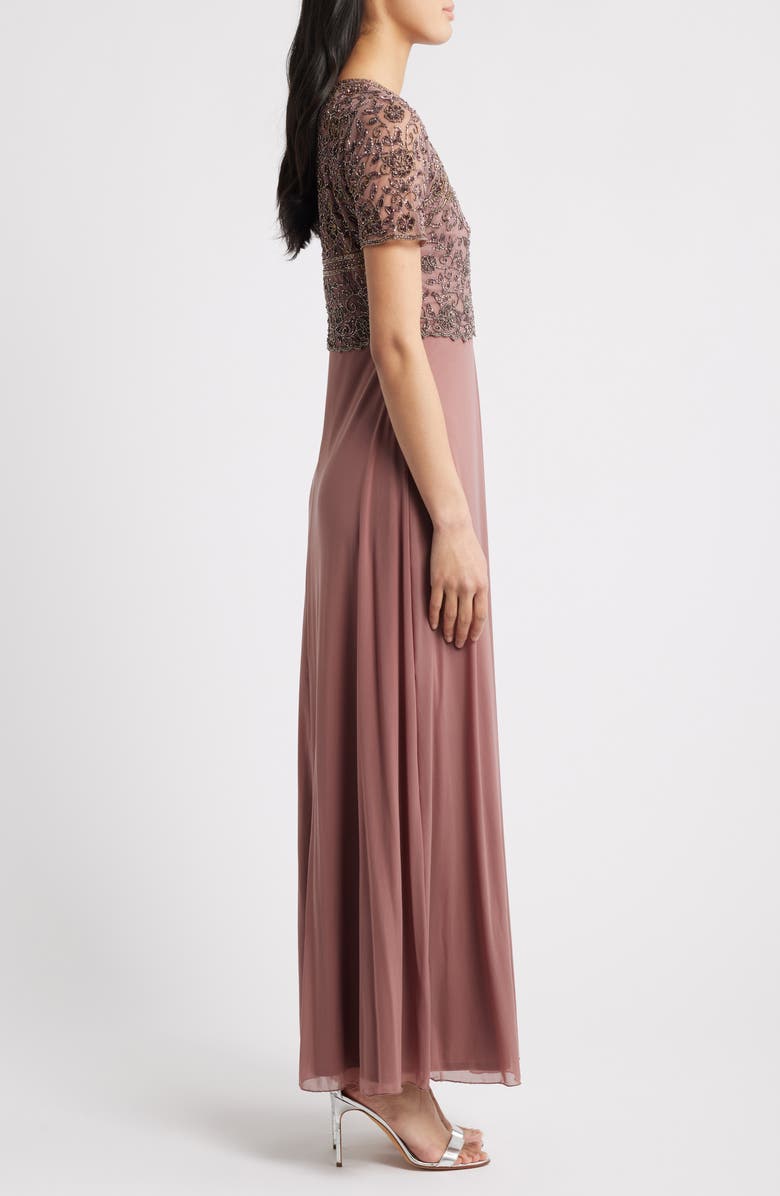 Pisarro Nights Beaded Bodice A-Line Gown, Alternate, color, New Mauve