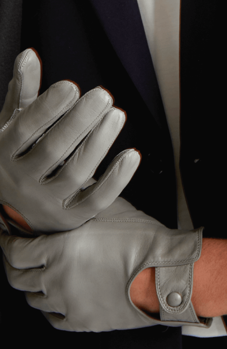 Seymoure Men's Leather Driving Gloves, Alternate, color, French Gray