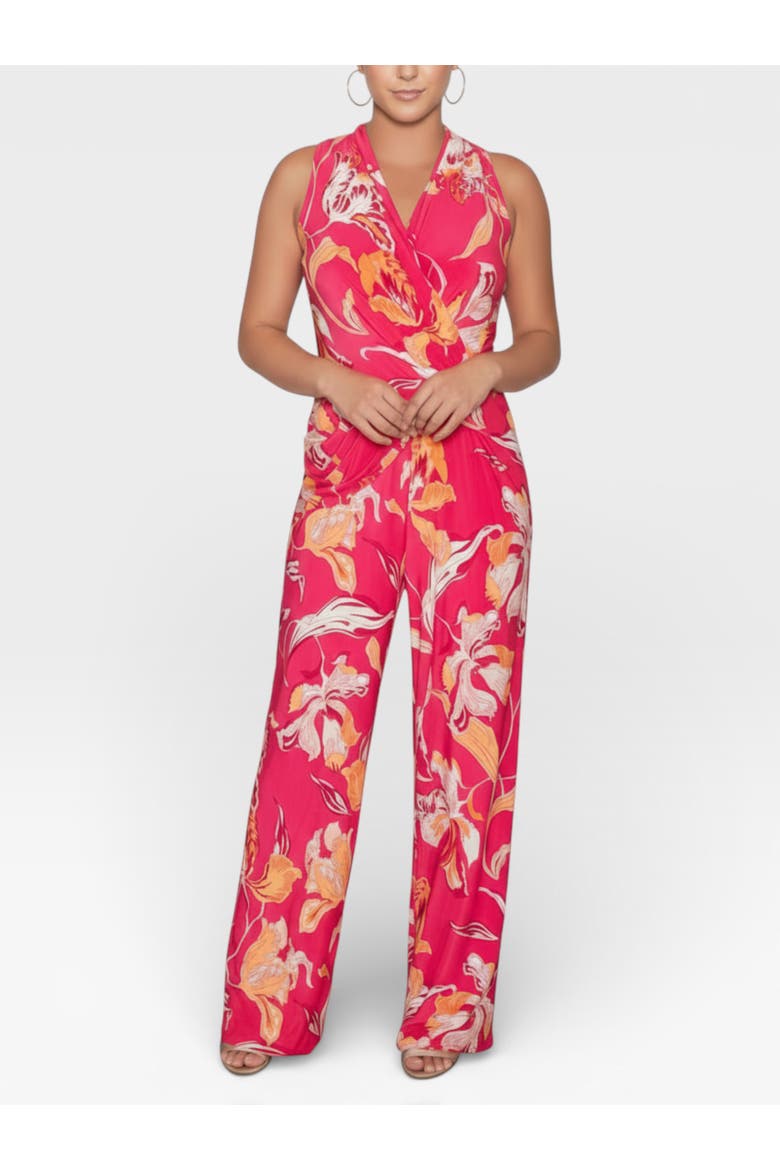 Blanca  V-Neck Jumpsuit, Main, color, Bright Pink Floral