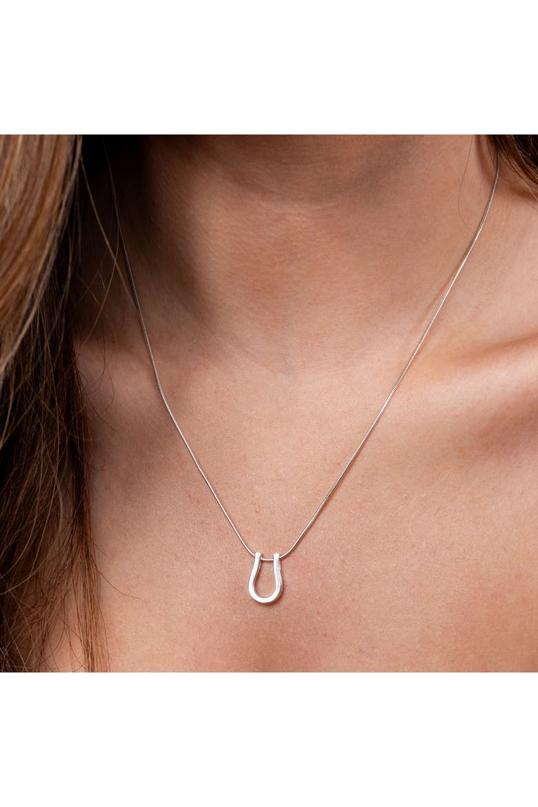Horse Shoe Petal Pendant, Alternate, color, Sterling Silver