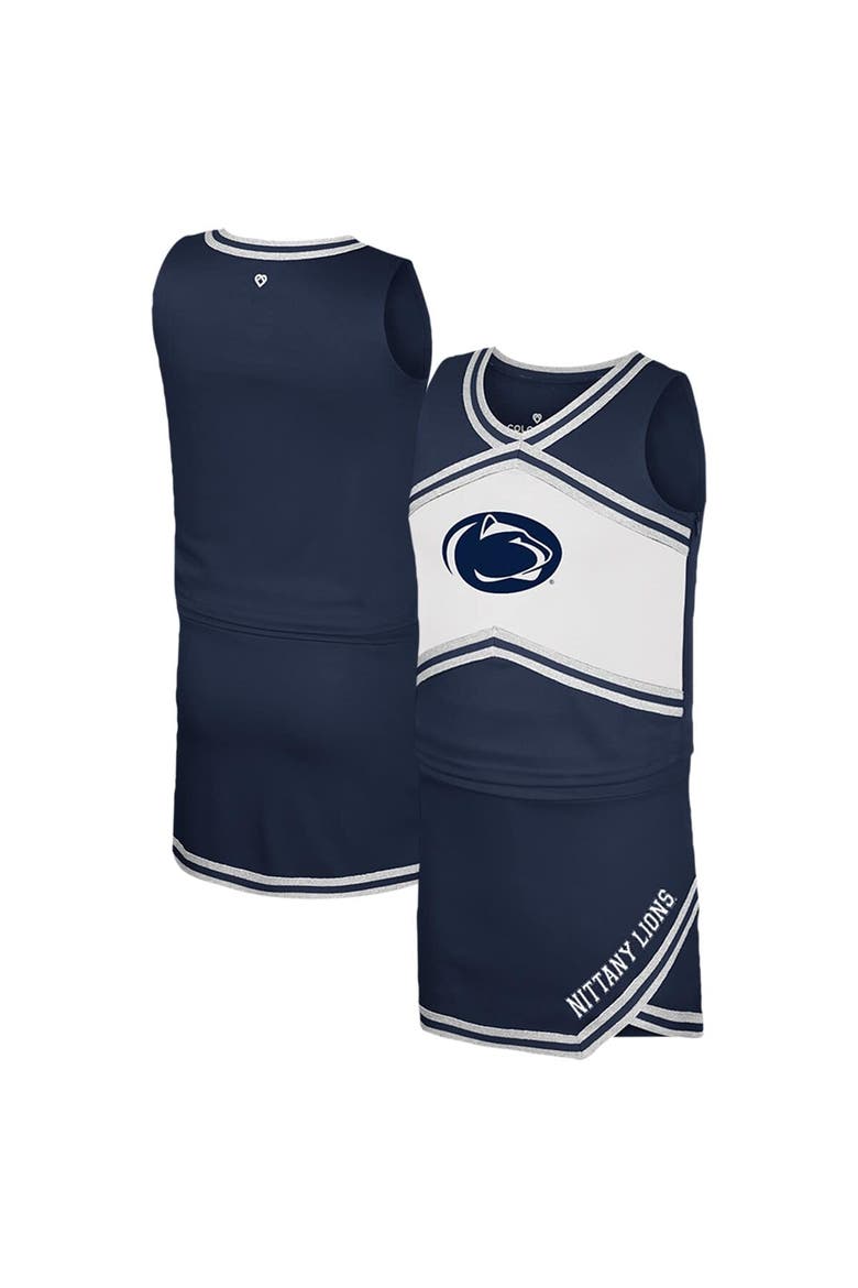 Girls Youth Colosseum Navy Penn State Nittany Lions Cheerleader Top & Skirt Set, Alternate, color, Navy