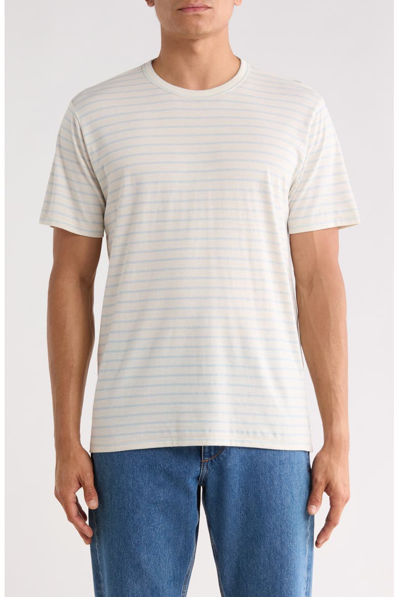 Edmund Stripe Cotton Blend T-Shirt, Main, color, SKY/ CREAM