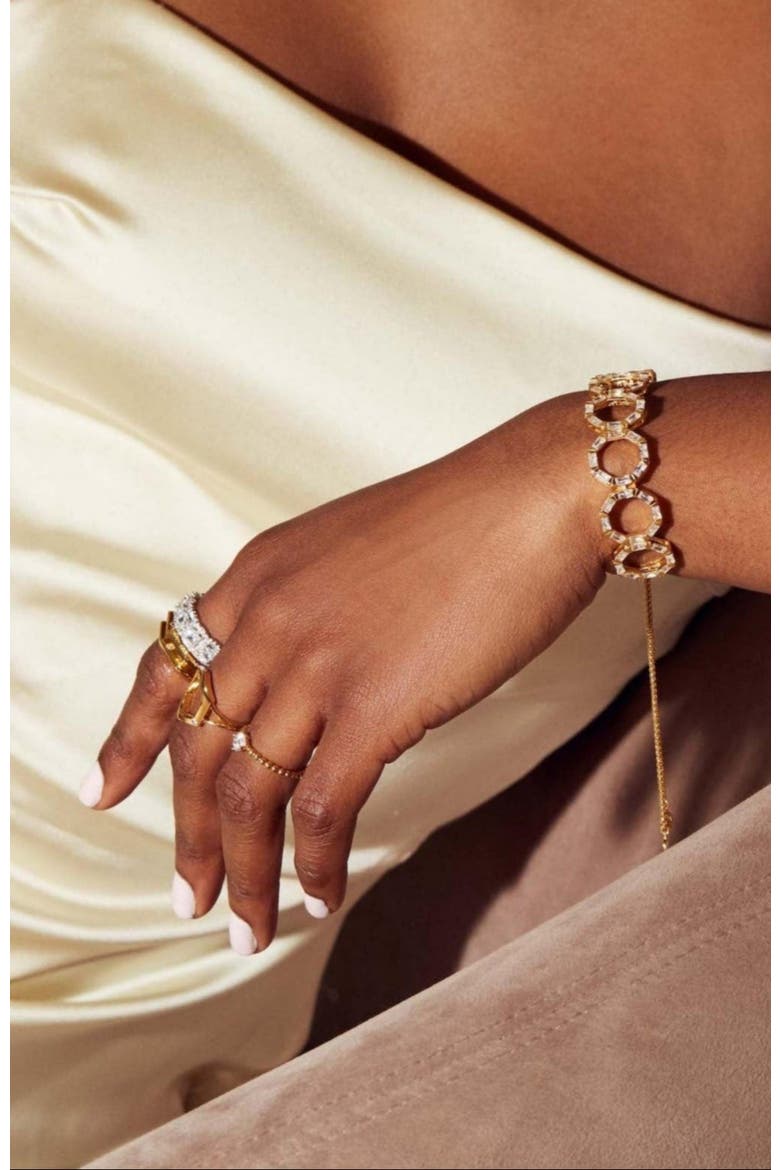 The Gabriella Bracelet, Alternate, color, Gold/White  CZ