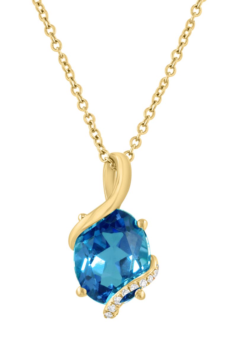 Oval London Blue Topaz & Diamond Pendant Necklace, Main, color, BLUE