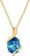 EFFY Oval London Blue Topaz & Diamond Pendant Necklace