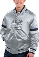 STARTER Men's Starter Gray Dallas Cowboys Home Game Satin Full-Snap Varsity Jacket