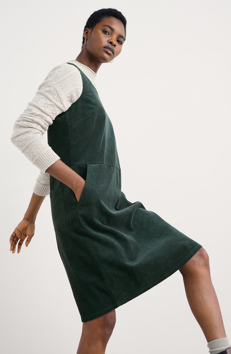 Seasalt Cornwall Salt Weave Corduroy Pinafore Dress, Alternate, color, Coppice