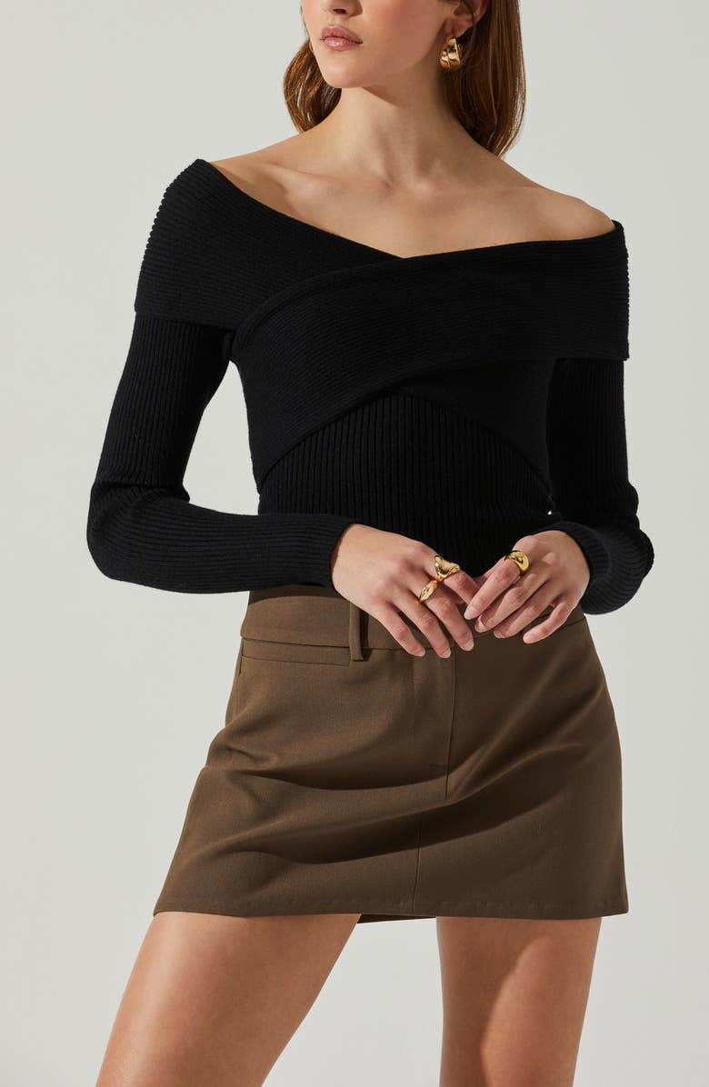 ASTR the Label Zayla Crossover Off the Shoulder Rib Sweater, Alternate, color, 