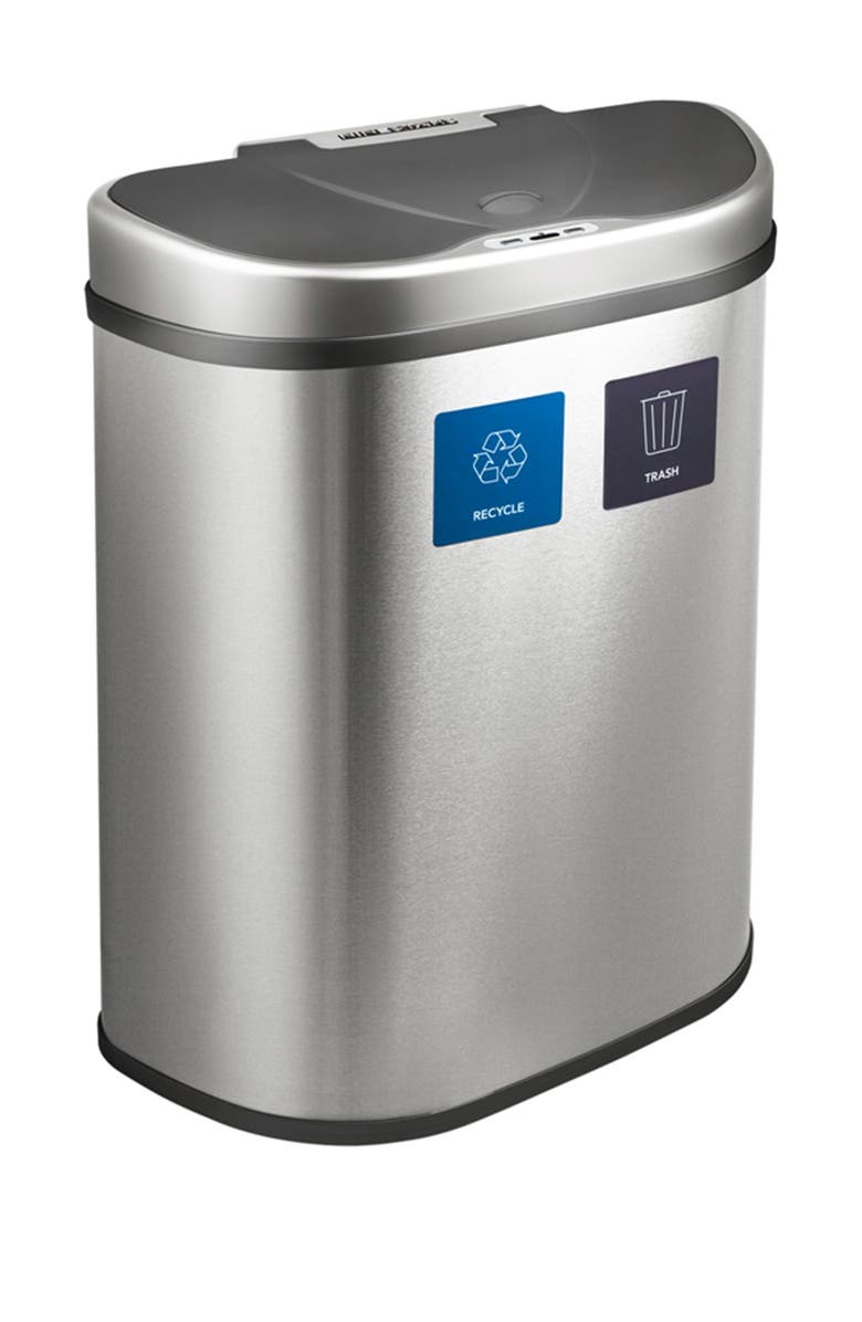 NINESTARS Dual Compartment Motion Sensor Trash Can - 18.5 Gallon, Main, color,