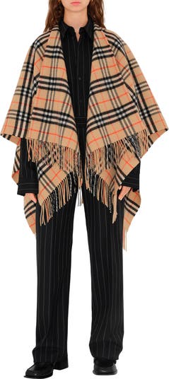 【関税&送料込】Burberry Check Wool Cashmere Cape Burberry Check Wool & Cashmere Cape | Nordstrom