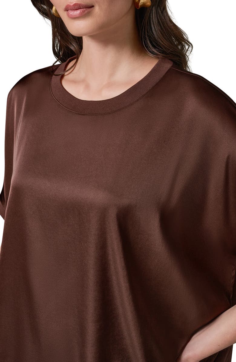 Donna Karan New York Satin Short Sleeve Top, Alternate, color, Canyon