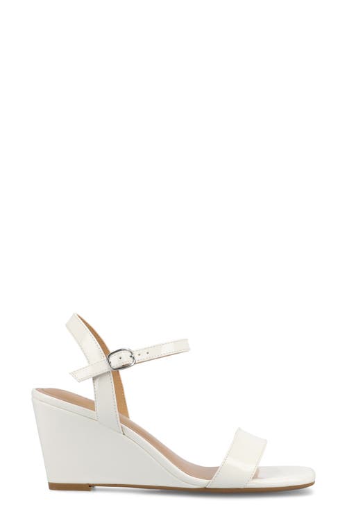 Journee Collection Clayr Wedge Sandal In Patent/white