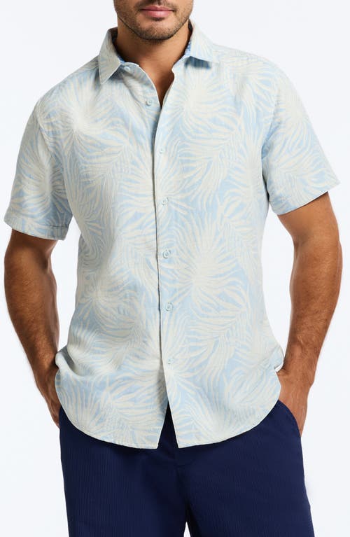 Robert Graham Royal Palms Jacquard Short Sleeve Button-up Shirt In Light Blue