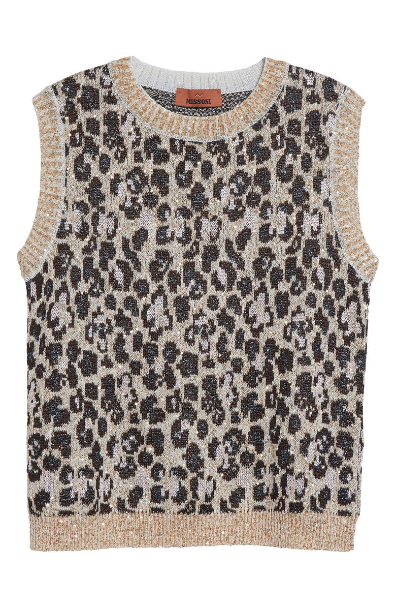 Missoni Animal Jacquard Sequin Sleeveless Sweater, Main, color, Beige Base