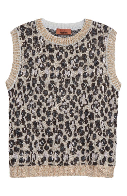 Missoni Animal Jacquard Sequin Sleeveless Sweater In Brown