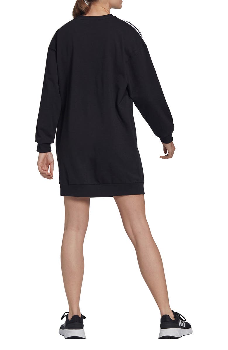 adidas Essentials 3-Stripes Sweatshirt Dress, Alternate, color, 
