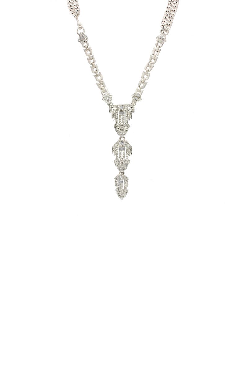 OLIVIA WELLES Abigail Deco Necklace, Main, color, Silver / Clear
