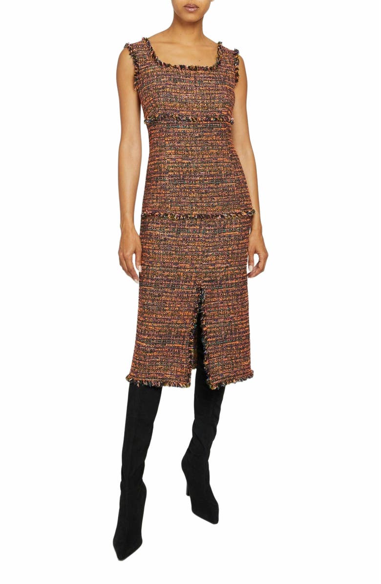 Santorelli FAYE A-line Sleeveless Sheath Dress in Modern Tweed, Main, color, Orange Glow