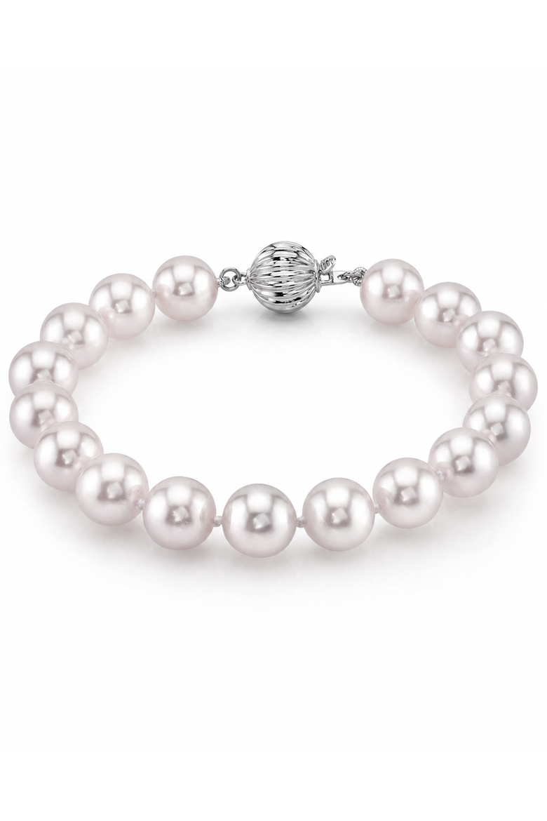 8.0-8.5mm Akoya White Pearl Bracelet - AAA Quality, Main, color, White Gold Clasp