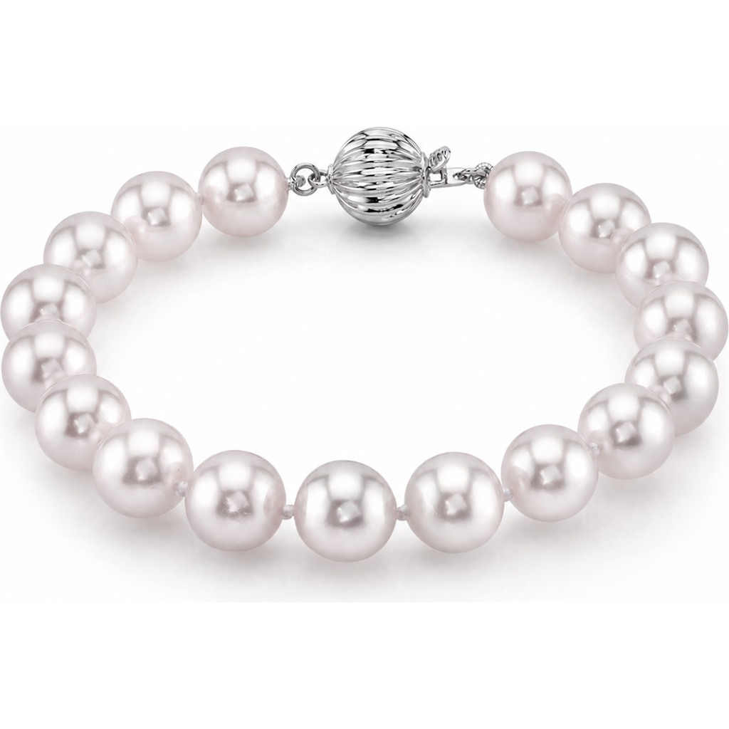 The Pearl Source 8.0-8.5mm Akoya White Pearl Bracelet In White Gold Clasp