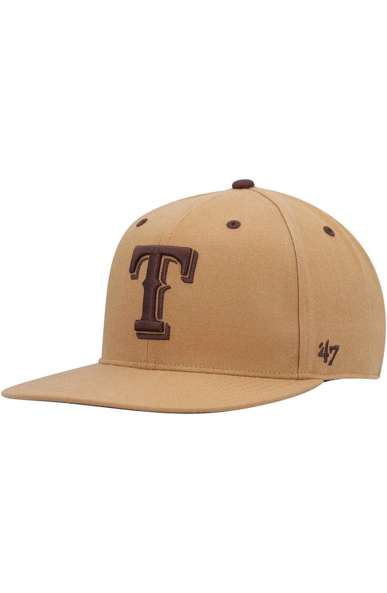 '47 Men's '47 Toffee Texas Rangers Captain Snapback Hat, Main, color,