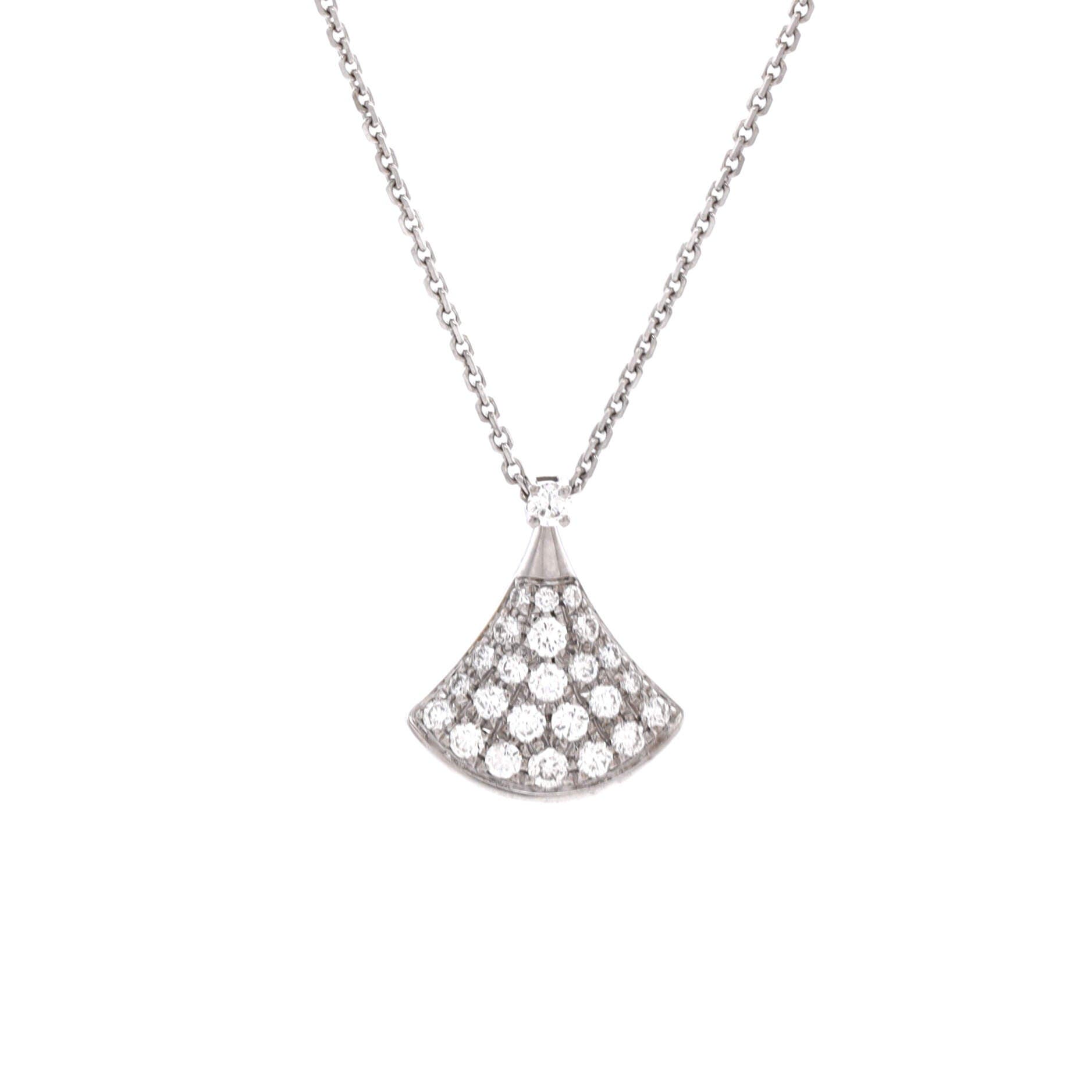 Divas' Dream Pendant Necklace 18K White Gold with Pave Diamonds Small, Main, color, Metallic Gold