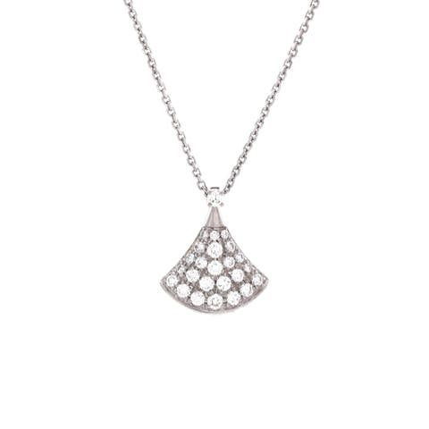 Divas' Dream Pendant Necklace 18K White Gold with Pave Diamonds Small